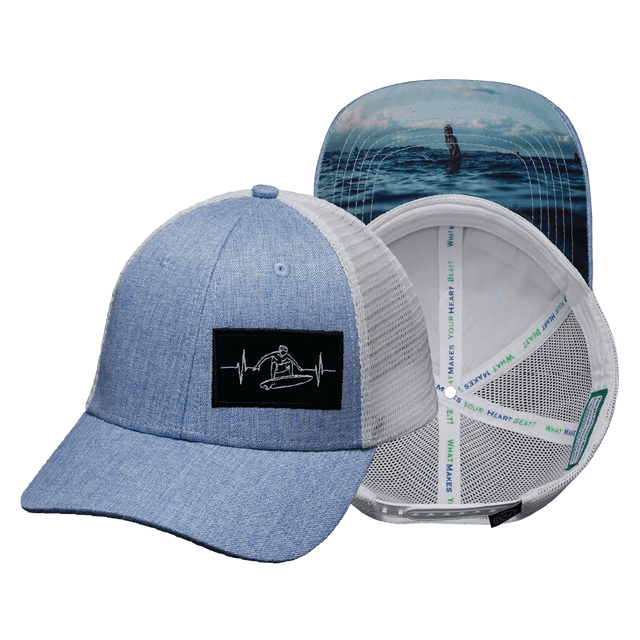 Surf Hat, Low Profile, Snapback Hat, Light Blue, White, Mens Hat, Womens Hat, Main Picture