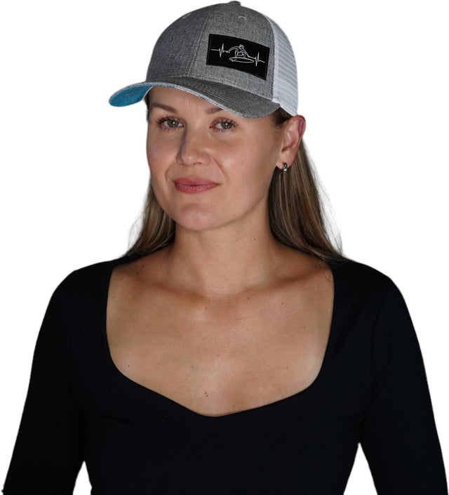 Surf Hat, Low Profile, Snapback Hat, Heather Gray, White, Mens Hat, Womens Hat, Woman In Hat Picture