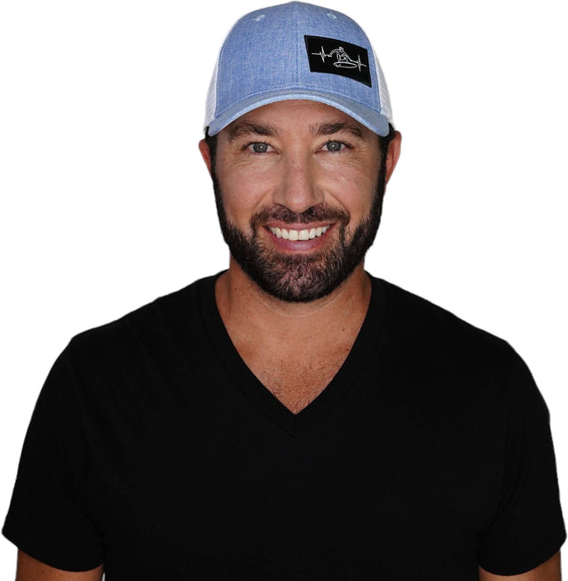 Surf Hat, Low Profile, Snapback Hat, Light Blue, White, Mens Hat, Womens Hat, Man In Hat Picture