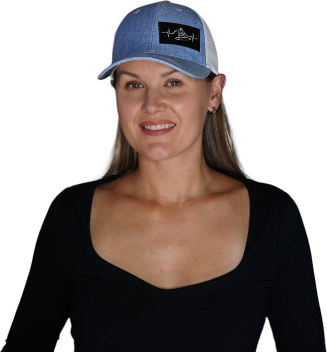 Surf Hat, Low Profile, Snapback Hat, Light Blue, White, Mens Hat, Womens Hat, Woman In Hat Picture