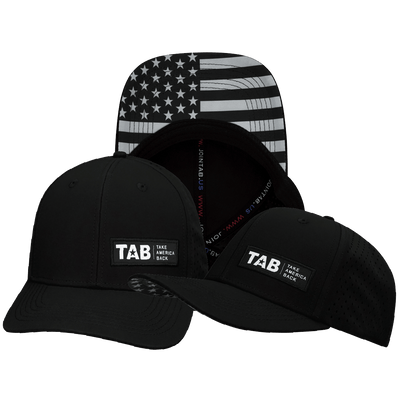 TAB Hat — Take America Back, JoinTab.us, Baseball Hat Fit, Black, Laser Mesh
