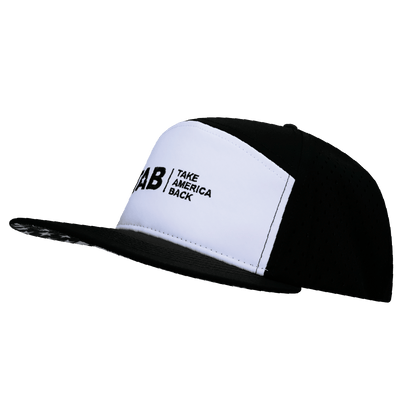 TAB Hat, Flat Bill, Snapback Hat, Black, White, Mens Hat, Womens Hat, Side Picture