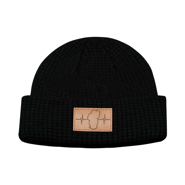 Tahoe Beanie, Waffle Cuff Beanie, Black, Mens Beanie, Womens Beanie, Front Picture
