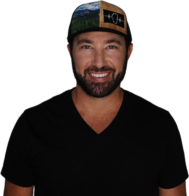 Tahoe Hat, Baseball Hat, Snapback Hat, Cork Hybrid, Black, Trees, Mens Hat, Womens Hat, Man In Hat Picture