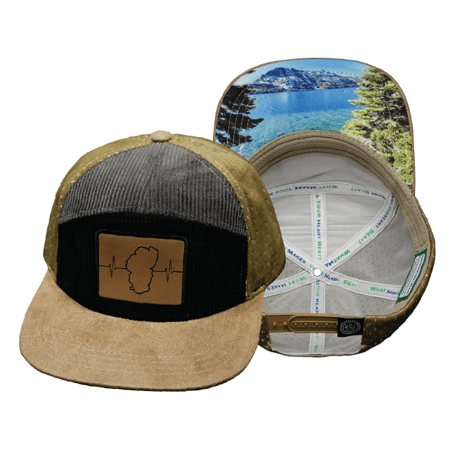 Tahoe Hat, Flat Bill, Snapback Hat, Corduroy, Tan, Black, Gray, Mens Hat, Womens Hat, Main Picture