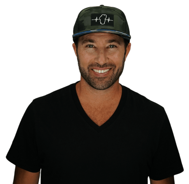 Tahoe Hat, Flat Bill, Snapback Hat, Green Camo, Black, Mens Hat, Womens Hat, Man In Hat Picture