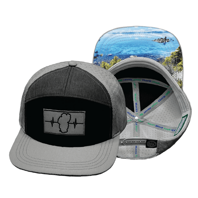 Tahoe Hat, Flat Bill, Snapback Hat, Gray, Black, Charcoal, Mens Hat, Womens Hat, Main Picture
