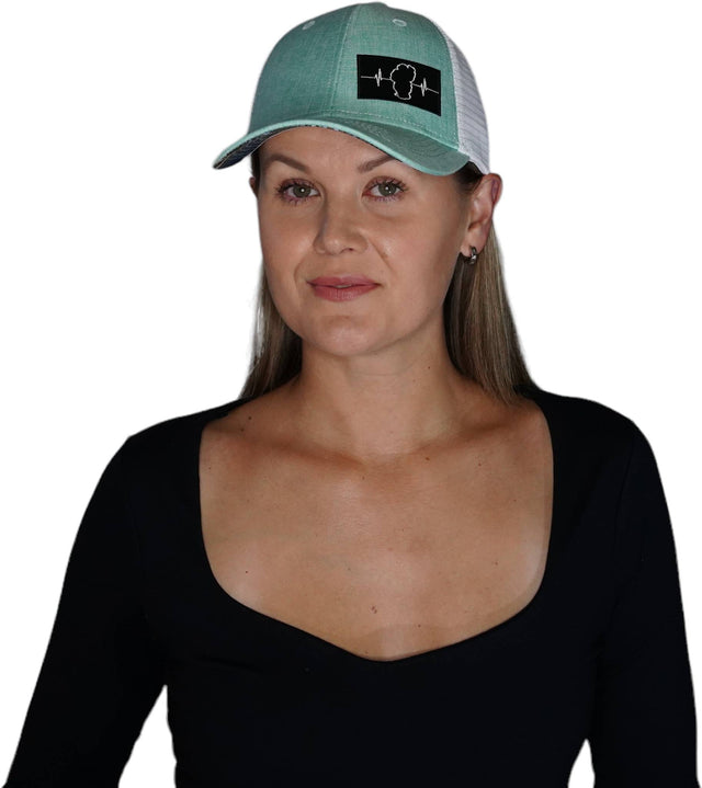 Tahoe Hat, Low Profile, Snapback Hat, Teal, White, Mens Hat, Womens Hat, Woman In Hat Picture