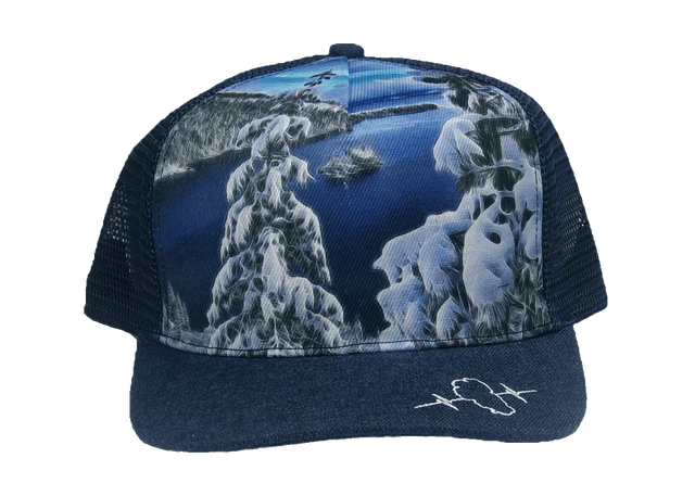 Tahoe Hat - Trucker Hat - Heather Navy - Emerald Bay Snow - Trucker Mesh