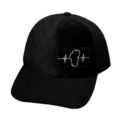 Hat, Trucker Hat, Snapback Hat, Quilted Velvet, Black, Mens Hat, Womens Hat, Front Picture