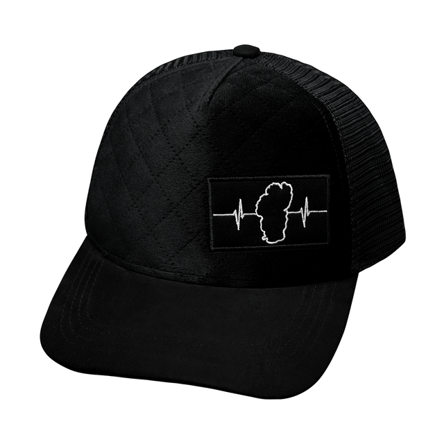 Hat, Trucker Hat, Snapback Hat, Quilted Velvet, Black, Mens Hat, Womens Hat, Front Picture