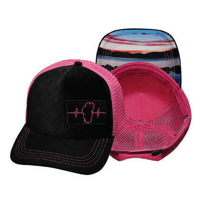 Tahoe Hat, Trucker Hat, Snapback Hat, Quilted Velvet, Black, Pink, Mens Hat, Womens Hat, Main Picture