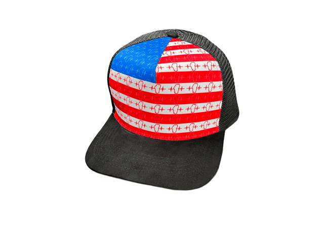 Tahoe Hat, Trucker Hat, Snapback Hat, Suede, Black, American Flag, Mens Hat, Womens Hat, Front Picture