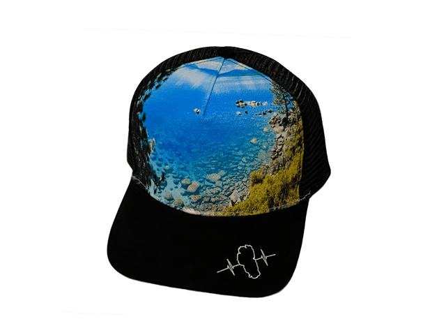 Tahoe Hat, Trucker Hat, Snapback Hat, Suede, Black, Glass, Mens Hat, Womens Hat, Front Picture
