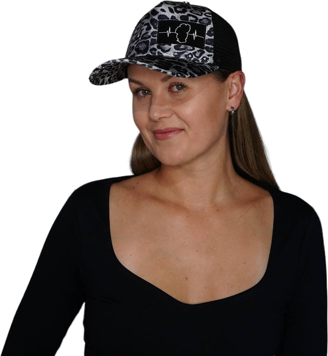 Hat, Trucker Hat, Snapback Hat, Velvet, Silver Leopard Print, Mens Hat, Womens Hat, Woman In Hat Picture