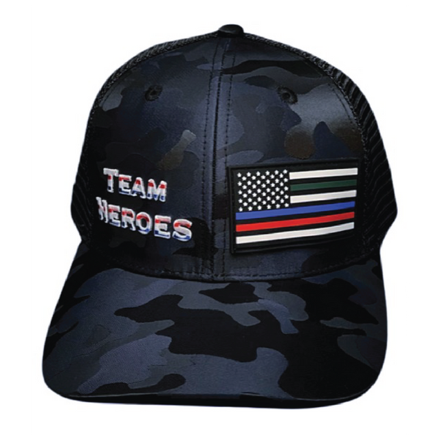 Team Heroes Hat, Baseball Hat, Snapback Hat, Navy Camo, Black, Mens Hat, Womens Hat, Front Picture