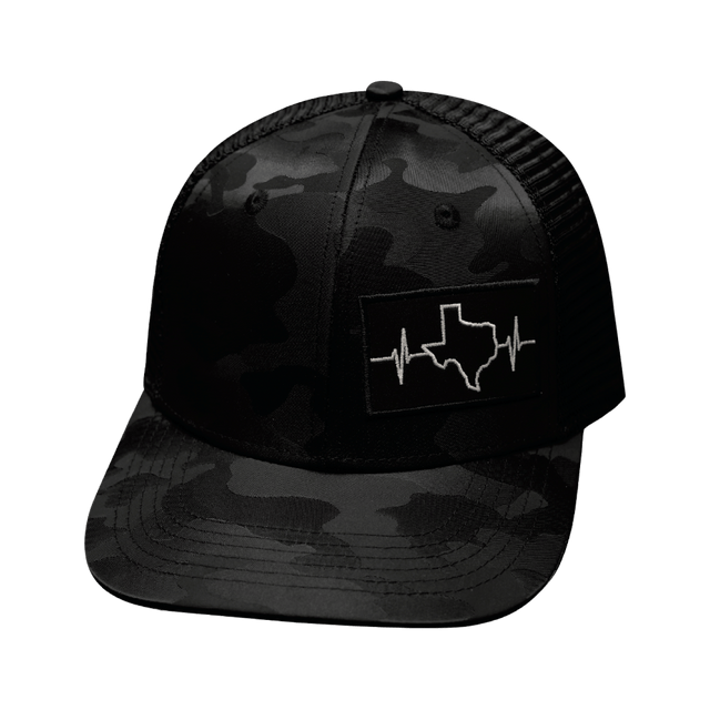 Texas Hat, Baseball Hat, Snapback Hat, Black Camo, Black, Mens Hat, Womens Hat, Front Picture