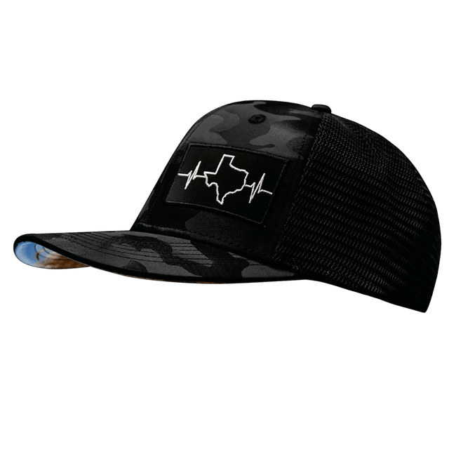 Texas Hat, Baseball Hat, Snapback Hat, Black Camo, Black, Mens Hat, Womens Hat, Side Picture