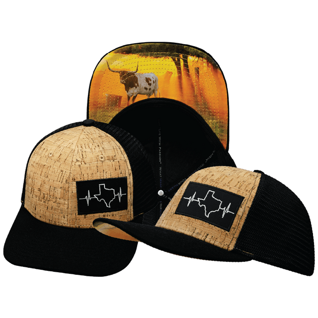 Texas Hat, Baseball Hat, Snapback Hat, Cork, Black, Mens Hat, Womens Hat, Main Picture