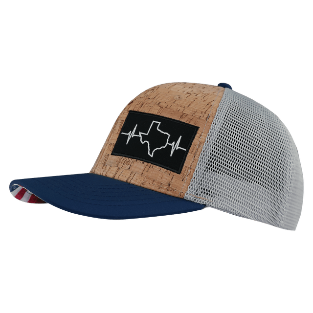 Texas Hat, Baseball Hat, Snapback Hat, Cork, Navy, Gray, Mens Hat, Womens Hat, Side Picture