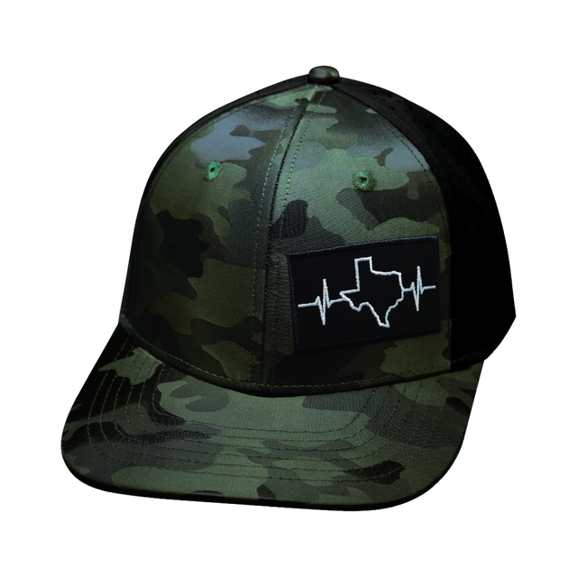 Texas Hat, Baseball Hat, Snapback Hat, Green Camo, Black, Mens Hat, Womens Hat, Front Picture