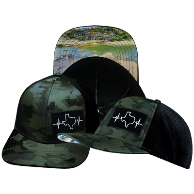 Texas Hat — Baseball Hat Fit, Green Camo / Black, Laser Mesh