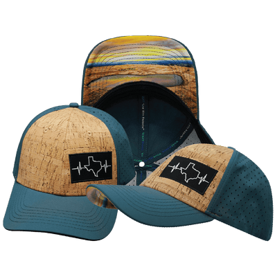 Texas Hat — Low Profile, Cork, Teal, Laser Mesh