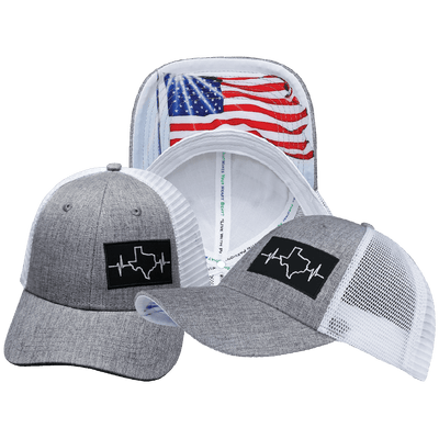 Texas Hat — Low Profile, Heather Gray / White, Trucker Mesh