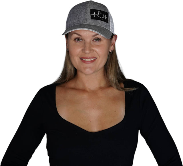Texas Hat, Low Profile, Snapback Hat, Heather Gray, White, Mens Hat, Womens Hat, Woman In Hat Picture