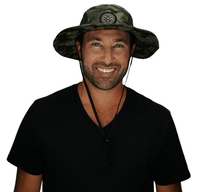 THB Boonie, Sun Hat, Tan Camo, Mens Boonie, Womens Boonie, Man In Boonie Hat Picture