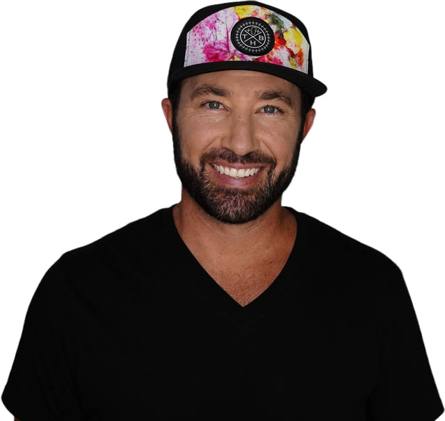 THB Hat, Flat Bill, Snapback Hat, Fall Leafs, Black, Mens Hat, Womens Hat, Man In Hat Picture