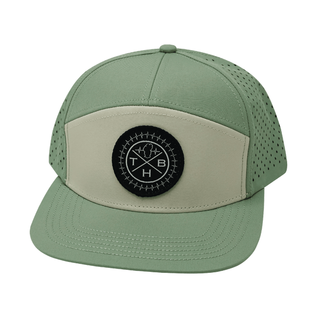THB Hat, Flat Bill, Snapback Hat, Sage, Cream, Mens Hat, Womens Hat, Front Picture