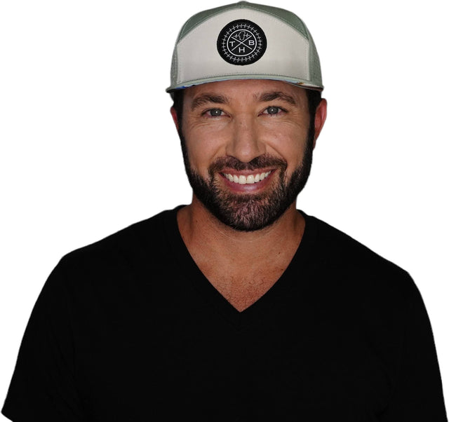 THB Hat, Flat Bill, Snapback Hat, Sage, Cream, Mens Hat, Womens Hat, Man In Hat Picture