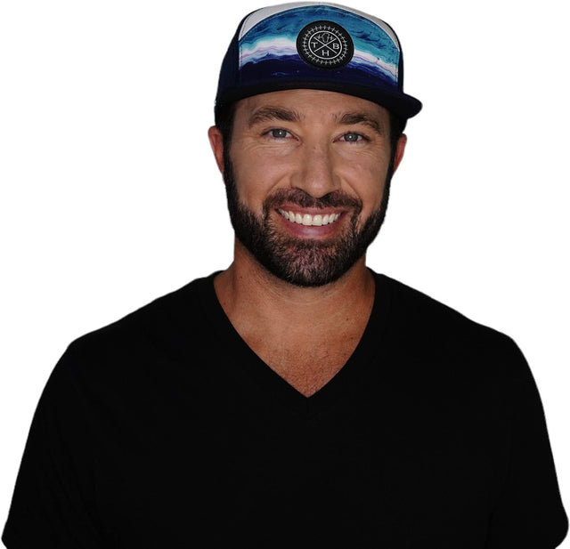 THB Hat, Flat Bill, Snapback Hat, Sand Drift, Navy, Mens Hat, Womens Hat, Man In Hat Picture