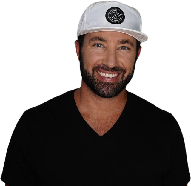THB Hat, Flat Bill, Snapback Hat, White Camo, Mens Hat, Womens Hat, Man In Hat Picture