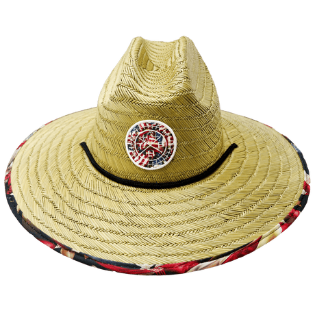 THB Straw, Sun Hat, American Flag, Mens Straw Hat, Womens Straw Hat, Front Picture