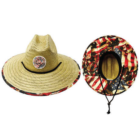 THB Straw, Sun Hat, American Flag, Mens Straw Hat, Womens Straw Hat, Main Picture