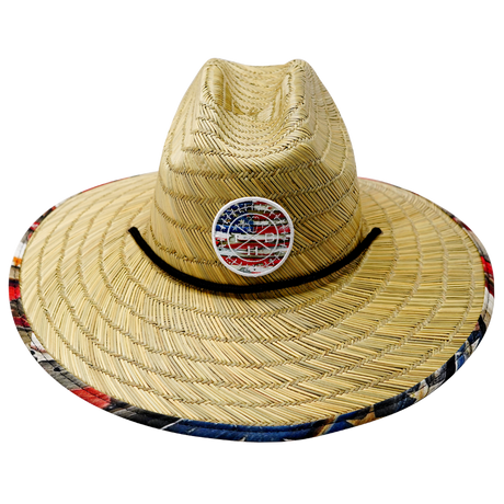 THB Straw, Sun Hat, American Flag Rugged, Mens Straw Hat, Womens Straw Hat, Front Picture
