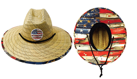 THB Straw, Sun Hat, American Flag Rugged, Mens Straw Hat, Womens Straw Hat, Main Picture