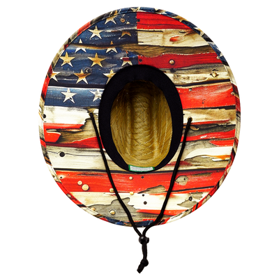 THB Straw, Sun Hat, American Flag Rugged, Mens Straw Hat, Womens Straw Hat, Underbill Picture