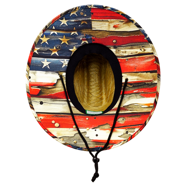 THB Straw, Sun Hat, American Flag Rugged, Mens Straw Hat, Womens Straw Hat, Underbill Picture
