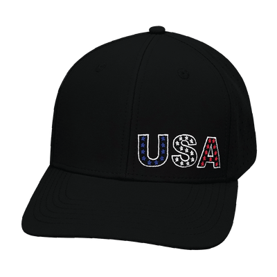 USA Hat, Baseball Hat Fit, Snapback Hat, Black, Mens Hat, Womens Hat, Front Picture