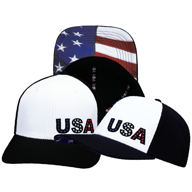 USA Hat, Baseball Hat Fit Snapback Hat, Black, White, Mens Hat, Womens Hat, Main Picture