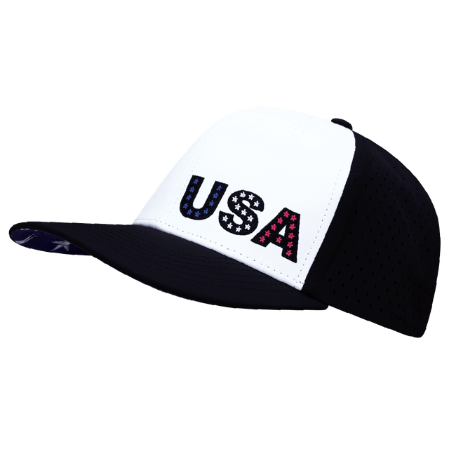 USA Hat, Baseball Hat Fit Snapback Hat, Black, White, Mens Hat, Womens Hat, Side Picture