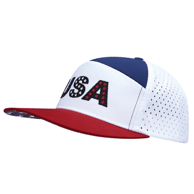 USA Hat, Flat Bill, Snapback Hat, Dark Red, White, Navy, Mens Hat, Womens Hat, Side Picture