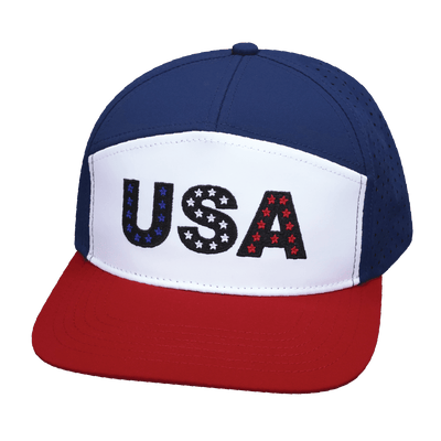 USA Hat, Flat Bill, Snapback Hat, Dark Red, White, Navy, Mens Hat, Womens Hat, Front Picture