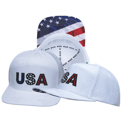 USA Hat, Flat Bill, Snapback Hat, White Camo, Mens Hat, Womens Hat, Main Picture