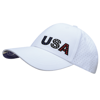 USA Hat, Low Profile, Ponytail Snapback Hat, White, Mens Hat, Womens Hat, Side Picture