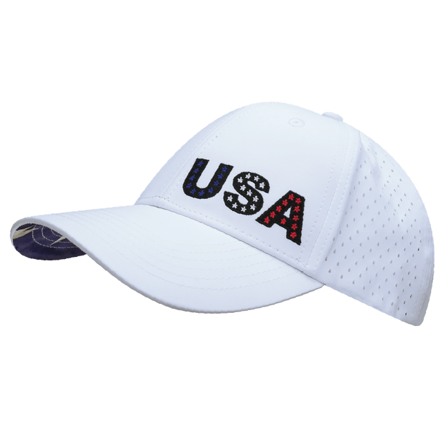 USA Hat, Low Profile, Ponytail Snapback Hat, White, Mens Hat, Womens Hat, Side Picture