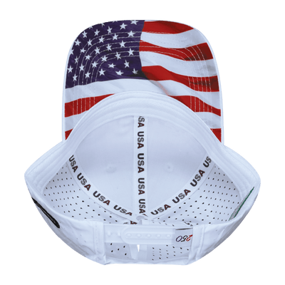USA Hat, Low Profile, Ponytail Snapback Hat, White, Mens Hat, Womens Hat, Underbill Picture